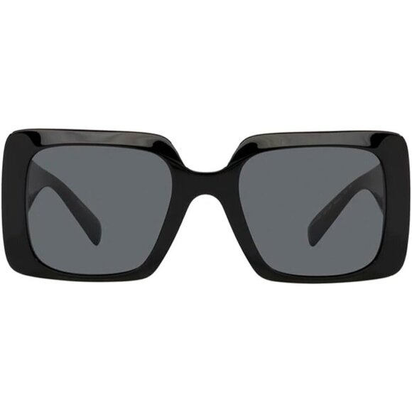 Versace Retro Square Polarized Women Black Plastic Rectangle Lens Sunglasses - Picture 2 of 3